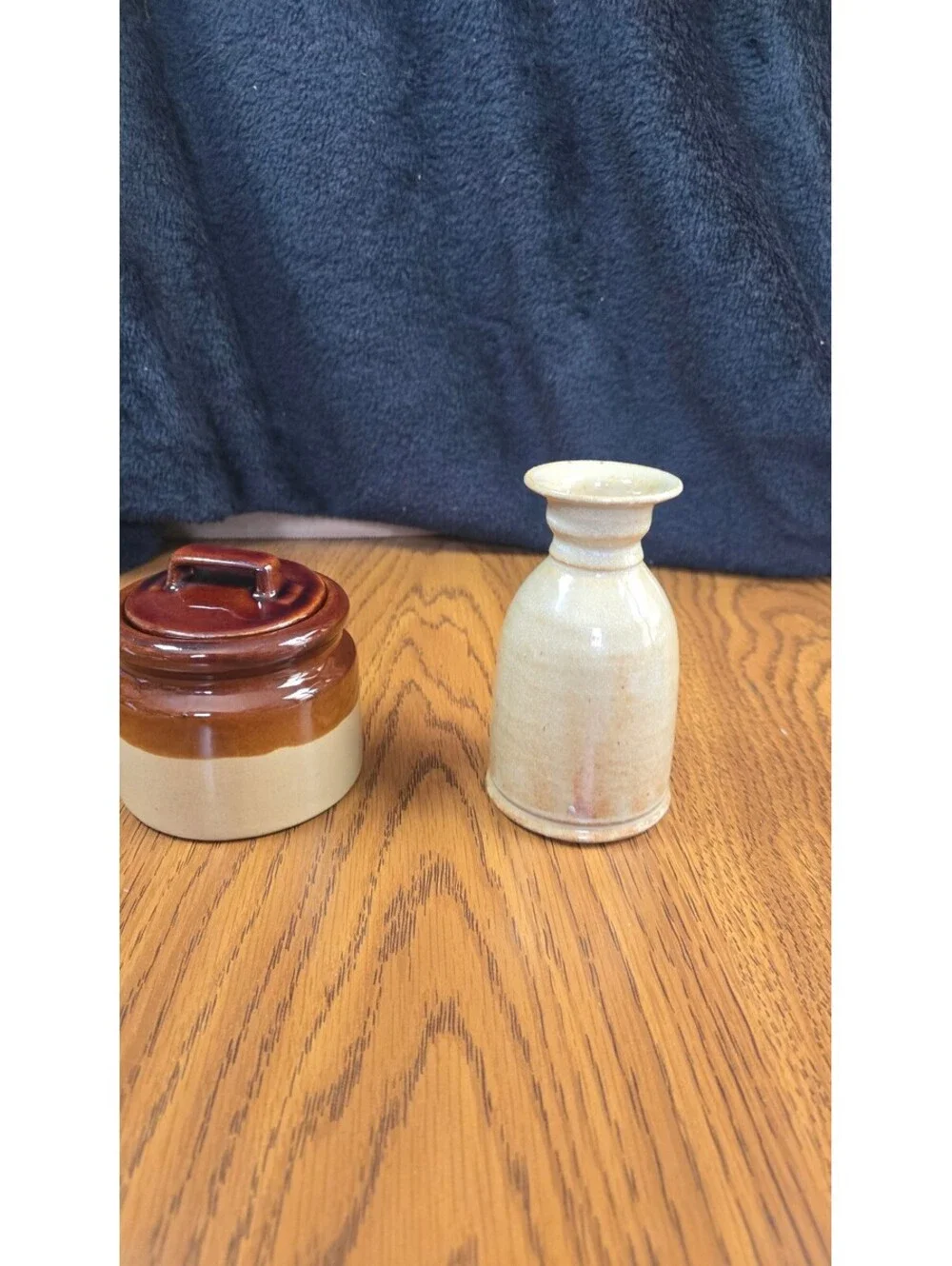 Vintage Ceramic Jar with Lid and Vase Set